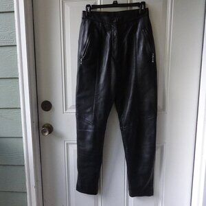 Lew Magram Collection women's size 8 black 100% real leather pants, tapered leg